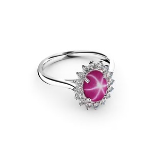 Anillo de compromiso de rubí de estrella Landy, anillo de bodas hecho a mano de Plata de Ley 925 con rubí de estrella rosa/rubí de estrella de 6 rayos, joyería fina - Product Image 4