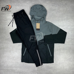 Ensemble survêtement coupe-vent 2 pièces personnalisé pour hommes, en nylon, uni, fabriqué par des fabricants de survêtements. - Product Image 5