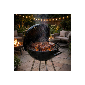 <b>Portable</b> Metal Charcoal BBQ <b>Grill</b> with Lid and Ventilation System for Garden Balcony or Camping - Product Image 1