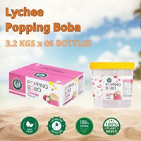 Billes de tapioca saveur litchi, faible MOQ, en vrac, pour bubble tea, avec sirop, certifiées Halal, jus de fruits
