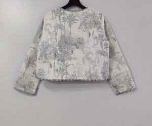 Cotton Quilted Jacket <b>Women</b> Wear Front Open <b>Kimono</b> Stripe Piping Handmade Quilted Jacket Coats New Style Boho Jacket - Product Image 5