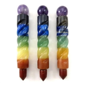 Chakra Stone Bonded Twisted <b>Wand</b> with Rounded Top - 5 Inch for Chakra Healing, Meditation & <b>Crystal</b> Therapy - Product Image 6