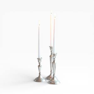 Antique Silver Tall Metal <b>Candle</b> Holder With Classic Turned Design And <b>Square</b> Base For Elegant Home Decor - Product Image 3