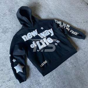 Sudaderas con Capucha de Forro Polar de Alta Calidad, Elegantes, Bordadas y con Cuentas, Material de Poliéster/Algodón, Teñido Liso, Impresión Digital, Resistentes al Viento - Product Image 4