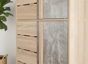 Étagère à chaussures de luxe à 8 niveaux SC603, chêne somana clair, panneau de particules en marbre clair, meubles de maison, design contemporain, salon, appartement - Product Image 4