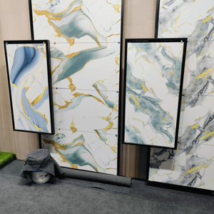 กระเบื้องพอร์ซเลนขัดเงาขนาด600x1200มม. ทันสมัยเนื้อแข็งเคลือบด้วยไม้เนื้ออ่อนเหมือนห้องนอนของวิลล่าบ้านห้องนั่งเล่น - Product Image 1