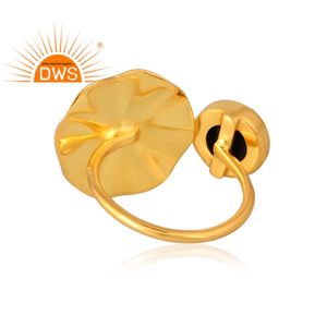 Latest Selling 925 Sterling Silver 18K Gold Plated Natural <b>Black</b> <b>Onyx</b> Gemstone <b>Ring</b> Demi Fine Jewelry For Women Gift For Her - Product Image 2
