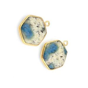 Nueva llegada 18K chapado en oro sólido 925 plata esterlina K2 jaspe hexágono bisel ajuste colgante collar regalo - Product Image 2