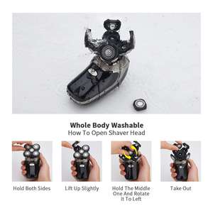 Kit de Afeitado Eléctrico Recargable por USB para Hombre, Afeitadora Rotativa para Cabeza Húmeda/Seca, Triple Cuchilla, IPX7, Lavable, Repuesto para Cuerpo - Product Image 3