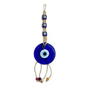Macramé Evil Eye Ornement 30x9cm Outil de tournage fait main Design unique pour la décoration intérieure - Product Image 1