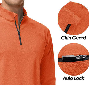 Sweat-shirt uni à fermeture éclair et quart de polyester 100% épais pour hommes avec capuche de sérigraphie à motif solide-pour une utilisation en salle de sport en hiver - Product Image 4