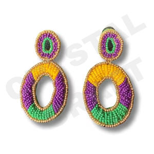 Boucles d'oreilles perlées serpent pour femme Patriotic Orange White Blue Color pour mariage ou Memorial Day - Product Image 3