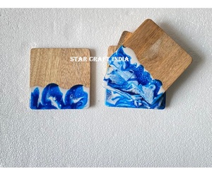 Nouveau design du meilleur dessous de verre en bois d'acacia en résine époxy fait à la main en bois pour boissons et thé de l'Inde par Quality Handicrafts - Product Image 3