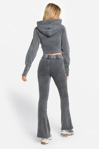 Ropa de calle de estilo Vintage con cremallera, chándal lavado con ácido, conjunto de Sudadera con capucha recortada de peso pesado, Top corto de Fitness para mujer, ropa de gimnasio de alto impacto - Product Image 6