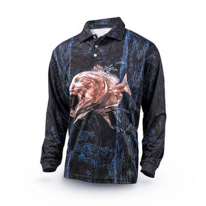 Vêtements de pêche personnalisés en gros, nouveaux, professionnels, à manches longues, en polyester, protection UV, polo de pêche - Product Image 1