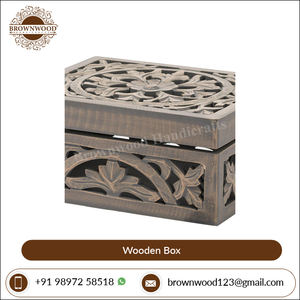Caja de madera tallada a mano más vendida al por mayor del proveedor indio Caja de madera personalizada de calidad superior de diseño elegante para Decoración - Product Image 2