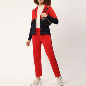 Chándal personalizado en blanco para mujer, chándal con cremallera, 500 Gsm, algodón, holgado, Polar, sudaderas con capucha de gran tamaño, conjunto de chándal para mujer - Product Image 4