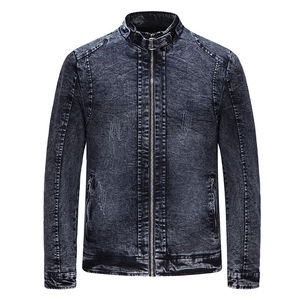 Chaqueta de Mezclilla para Motociclista, Estilo Vintage, Lavada, de Algodón, Color Sólido, Informal, de Marca, para Otoño 2025, Cortavientos - Product Image 1