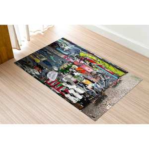 Tapis imprimé graffiti : Tapis moderne, coloré, lavable en machine, tapis doux non tissé - Product Image 5