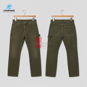 Pantalones de Mezclilla para Hombre, Estilo Carpintero, Corte Recto Ajustado, Tejido Denim Resistente de 400 GSM, con Logotipo Personalizado - Product Image 1