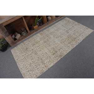 Vintage 3X6 pieds Beige turc laine tapis fait à la main classique grande surface Rectangle abstrait Patchwork motif Latex pour une utilisation dans le couloir - Product Image 5
