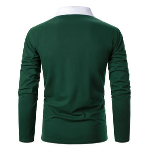 Alta calidad 100% algodón hombres Casual para Polo camisa transpirable Jersey patrón sólido manga larga personalizable ODM disponible - Product Image 5