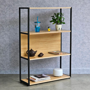 Étagère minimaliste à 4 niveaux KS68218 84x30x120cm en contreplaqué avec structure en fer, design peu encombrant pour la maison, le bureau, le salon, l'école, l'hôtel - Product Image 3