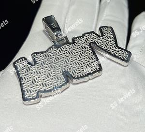 12.50 CTW Round VVS1 Moissanite Pendant Custom Hip Hop Iced <b>Letter</b> 925 Silver Charm <b>Necklace</b> Perfect Birthday Gift - Product Image 4