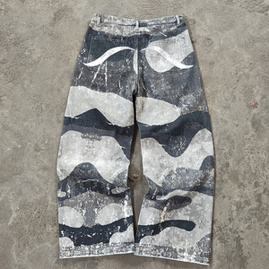 Fabricante personalizado Vintage Streetwear camuflaje Cargo pantalones Jogger apilado carpintero pista caza Jeans pantalones para hombres - Product Image 6