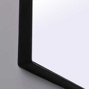 Rectangular 70x50 cm <b>Wall</b> <b>Mirror</b> with Black Leather Frame for Bathroom Use - Product Image 3
