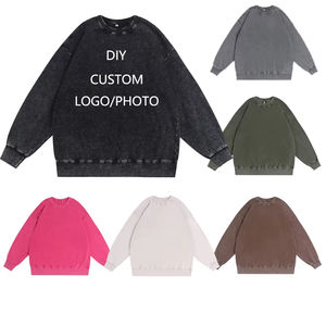 เสื้อสเวตเชิ้ตสไตล์วินเทจแบบยูนิเซ็กซ์ คุณภาพพรีเมียม ผ้าเฟรนช์เทอร์รี่ สตรีทแวร์ ลุคย้อมสีแบบแอซิดวอช ทรงโอเวอร์ไซส์ คอกลม - Product Image 1