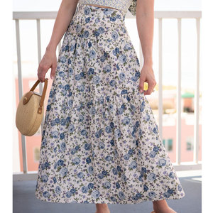 Jupe longue décontractée en coton personnalisée pour femme, style basique, respirante, légère, taille naturelle, motif uni, haute qualité - Product Image 1