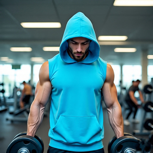 Sudadera con capucha sin mangas de malla de Color sólido para hombre, chaleco de entrenamiento atlético con capucha para Primavera, entrenamiento físico, gimnasio, camisetas deportivas - Product Image 6