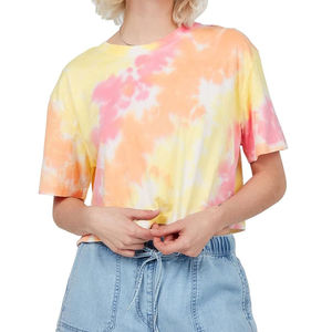 Ropa de algodón para mujer, ropa de calle personalizada con logotipo, verano 100%, algodón para mujer, Top corto informal sólido de Color, camisetas OEM ODM - Product Image 5