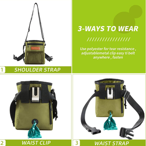 Vente chaude transporte facilement des jouets pour animaux de compagnie Kibble Treats Distributeur de sac de caca intégré 3 façons de porter une pochette d'entraînement de friandises pour chien pour chiot - Product Image 3