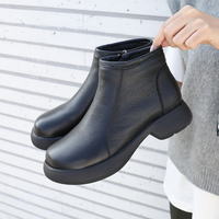 [JSHOE] baru dirilis sederhana nyata Platform sepatu bot semata kaki dalam kulit asli untuk wanita barang Fashion untuk wanita