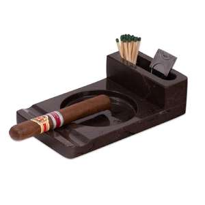 Cenicero de Mármol Negro Genuino con Almacenamiento de Accesorios, Accesorio de Fumar de Lujo para Oficina en Casa - Product Image 1