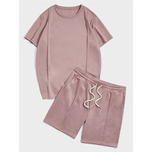 Fabricant OEM Style décontracté Survêtement d'été pour hommes Ensemble short 100% coton uni Ensemble mode pour hommes en coton respirant - Product Image 3