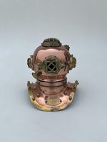 Casque de plongée décoratif H.M.A Handicrafts, motif cœur Art Déco, thème créatures marines, en laiton rétro, objet de collection marin