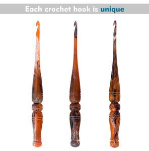 Crochet de tourbillon orange et noir de 7 pouces | Tissage de fil d'artisanat d'aiguille à tricoter | Meilleur cadeau | Crochet - Product Image 2