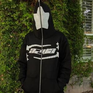 OEM Custom Oversized 100% Cotton Heavyweight Streetwear Full Face Zip up 3D Puff Print Unisex <b>Hoodie</b> - Product Image 4