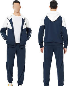 Nouveau Style 2025 survêtement Jogging costumes blanc coton polaire tissu en relief conception fermeture éclair survêtement pour hommes - Product Image 3