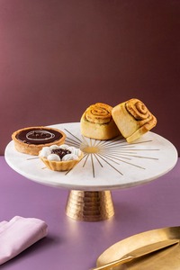 Luxurious Marble Inlay <b>Cake</b> <b>Stand</b> Sophisticated Modern Iron PC Metal Dessert Display for Special Occasions & Celebrations - Product Image 4