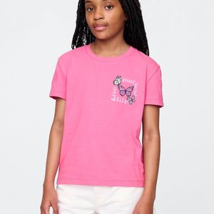 Camiseta de manga corta para niñas, estampado gráfico de amor, informal, cuello redondo, suave y cómoda - Product Image 4