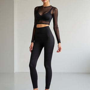 ชุดเสื้อและกางเกงสองชิ้นผ้าตาข่ายสำหรับปาร์ตี้กลางคืนชุดผ้าตาข่ายผ้าโปร่งชุดสองชิ้นสำหรับผู้หญิง - Product Image 2