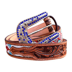 เข็มขัดหนังแท้คุณภาพพรีเมียม สไตล์ตะวันตก หัวเข็มขัดโลหะผสม ดีไซน์ปักลาย ใช้ได้ทั้งชายและหญิง ปรับแต่งสีและขนาดได้ ความกว้าง 40 มม. ทนทาน - Product Image 1