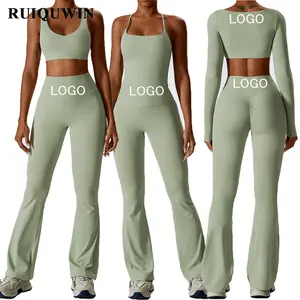 Ruiquwin OEM Conjuntos de roupas esportivas para academia Conjuntos de fitness para ioga Sutiã sem costura Leggings para treino Conjuntos de ioga para mulheres