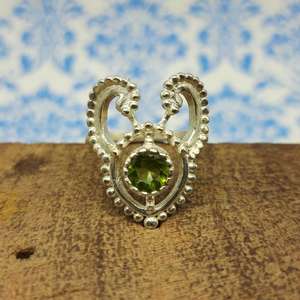 Elegant <b>Boho</b> 925 Sterling <b>Silver</b> Cocktail Engagement <b>Ring</b> Artisan Crafted Beautiful Peridot Diamond Elegant Designer Jewelry - Product Image 4