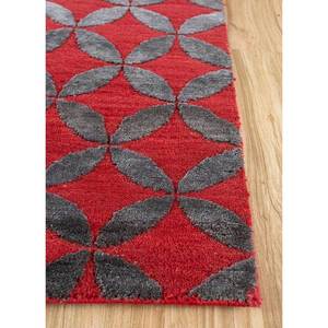 Aakar Kavi Large Area Geometric Wool Bamboo <b>Silk</b> Rug <b>Red</b> Orange Hand Knotted for Teens for Living Room Decorations-Esk-454 - Product Image 4
