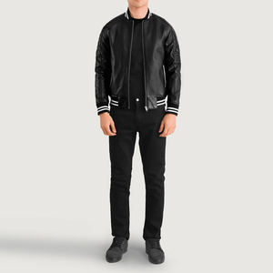 Venta directa Chaquetas universitarias bordadas personalizadas Chaquetas universitarias personalizadas para mujeres con mangas de cuero PARA hombres y mujeres - Product Image 4